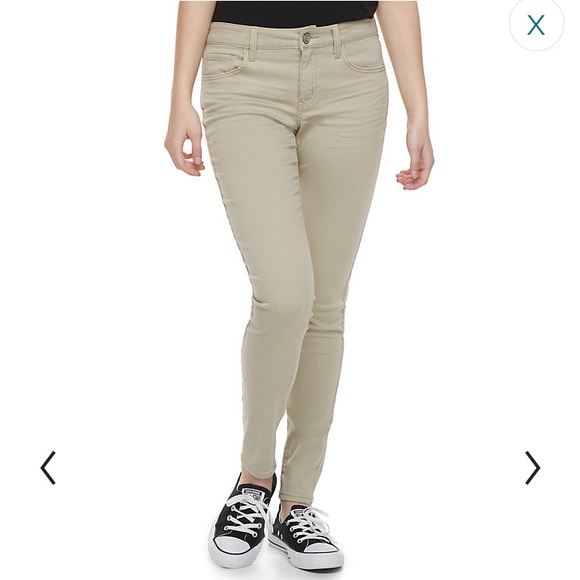 🆓 HIGH RISE KHAKI JEGGINGS - Picture 1 of 7